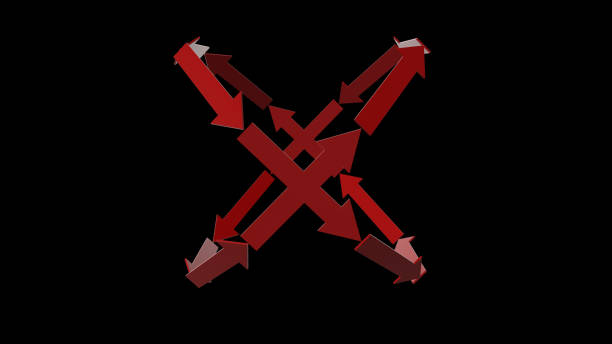 istock 3d rendering of red arrow icon on white background 1144228509