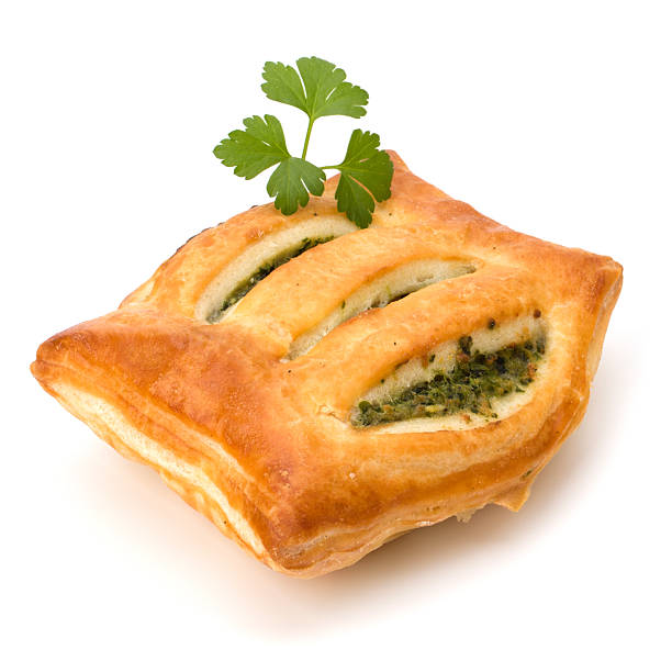 istock Puff pastry. Healthy pasty with spinach. 114422868