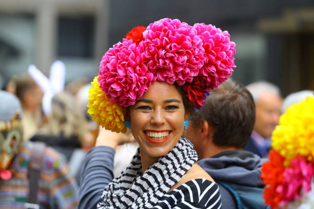 NEW YORK, NY - APRIL 21: Participants wear costumes and hats in the annual Easter Parade and Bonnet Festival on April 21, 2019 in New York. (Photo by Gordon Donovan/Getty Images)