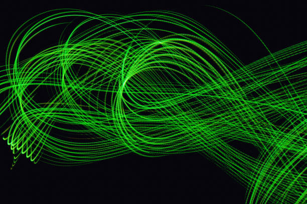 istock Abstract neon lights trails in the black background. Futuristic overlay light pattern. 1144230161