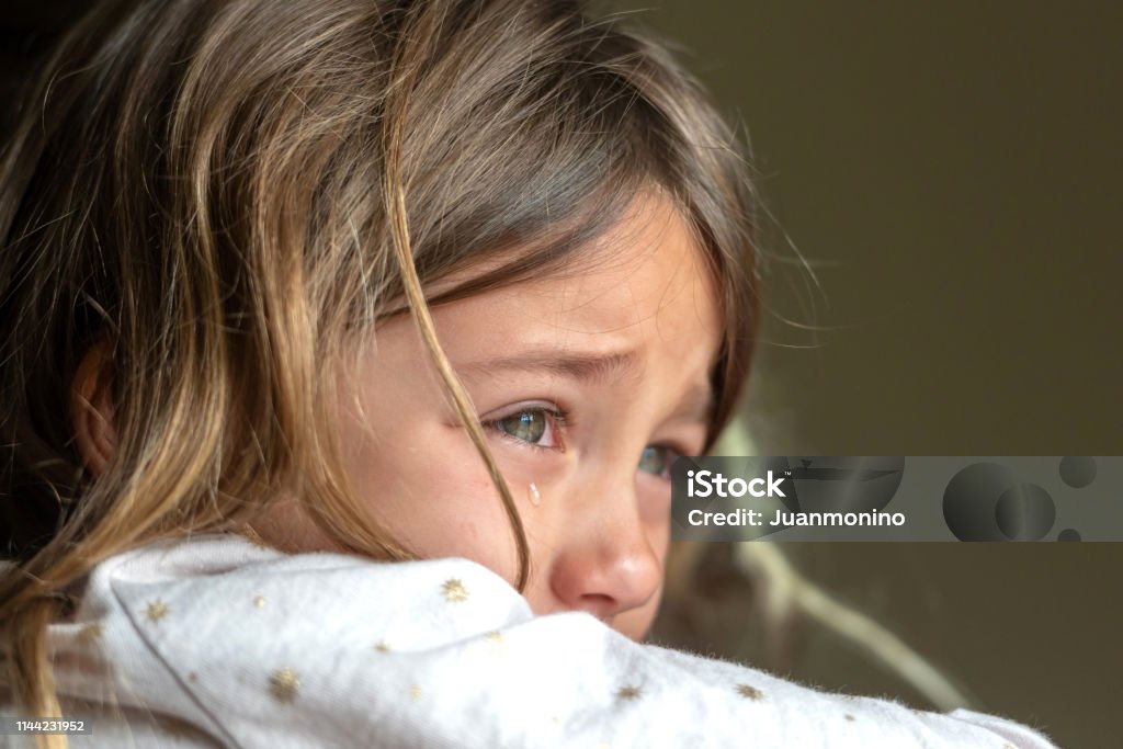 Sad crying little girl Sad crying caucasian little girl Child Stock Photo