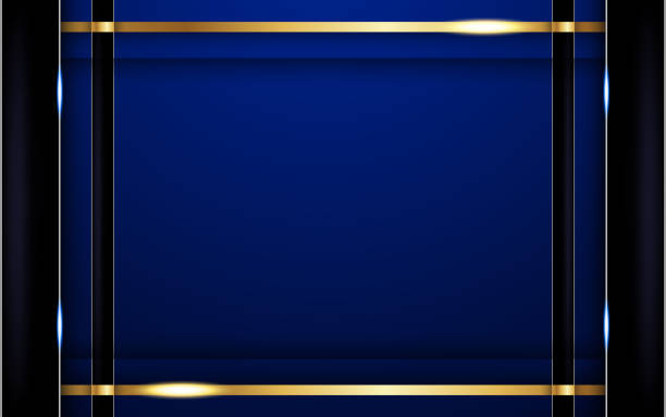 istock Abstract blue background in premium indian style. Template design for cover, business presentation, web banner, wedding invitation and luxury packaging. Vector illustration with golden border. 1144235614