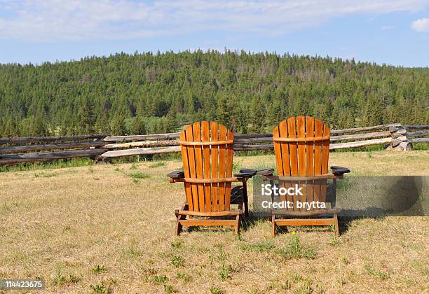 Two Chairs Stock Photo - Download Image Now - Adirondack Chair, Armchair, British Columbia