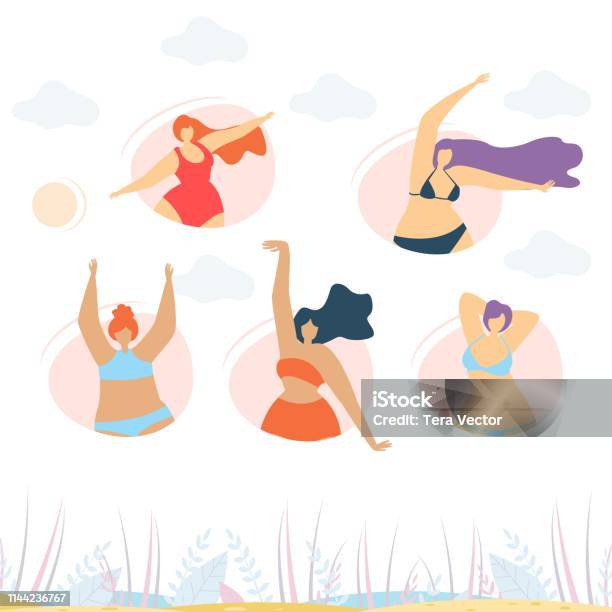 Positive Body Motivate Creative Banner Template Stock Illustration - Download Image Now - Adult, Adults Only, Beautiful People