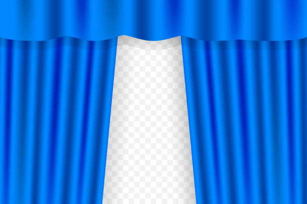 istock Blue curtain opera, cinema or theater stage drapes. Vector illustration. 1144237183