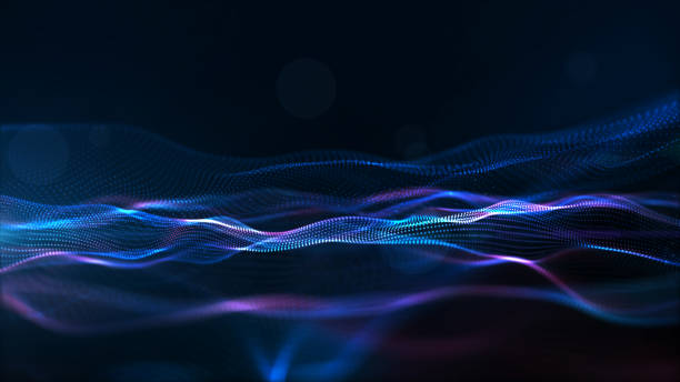 digital particles wave, digital cyberspace hintergrund - light and airy stock-fotos und bilder