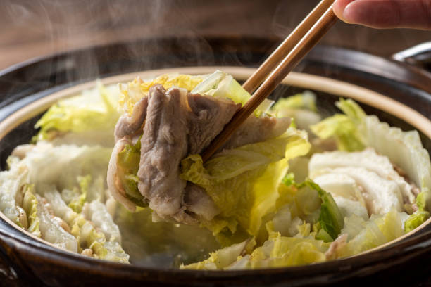 istock Layered pot of Chinese cabbage and pork roses 1144244555