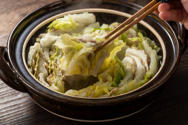 istock Layered pot of Chinese cabbage and pork roses 1144244623