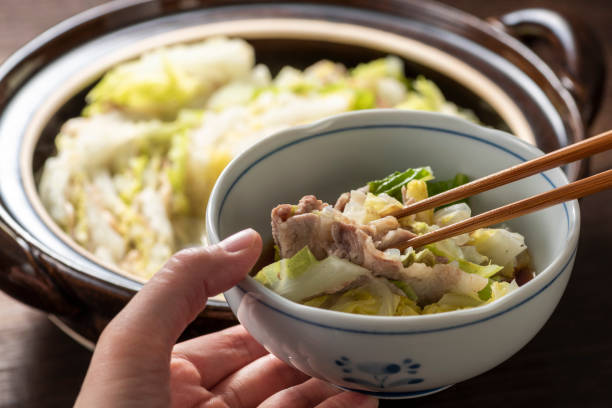 istock Layered pot of Chinese cabbage and pork roses 1144244627
