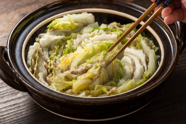 istock Layered pot of Chinese cabbage and pork roses 1144244638