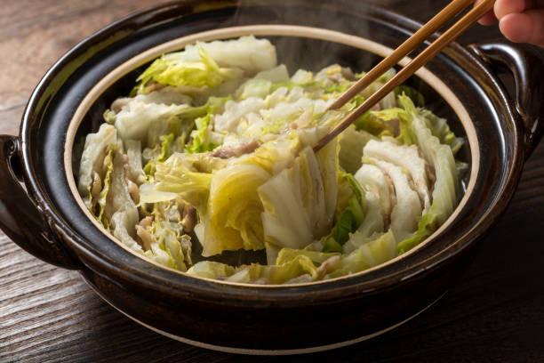 istock Layered pot of Chinese cabbage and pork roses 1144244643