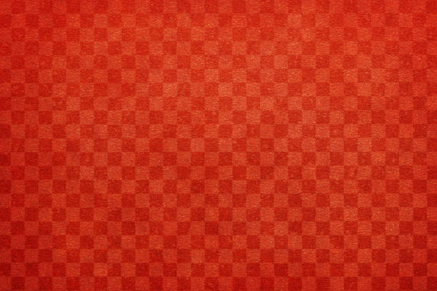日本ヴィンテージ赤い色の市松模様の紙のテクスチャの背景