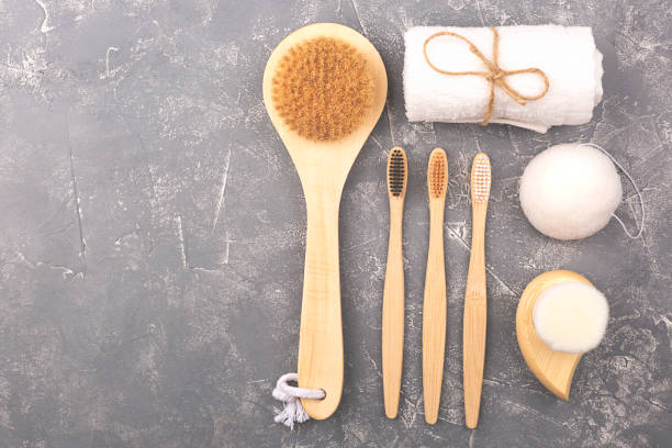 istock Plastic free concept background and products. 1144248343