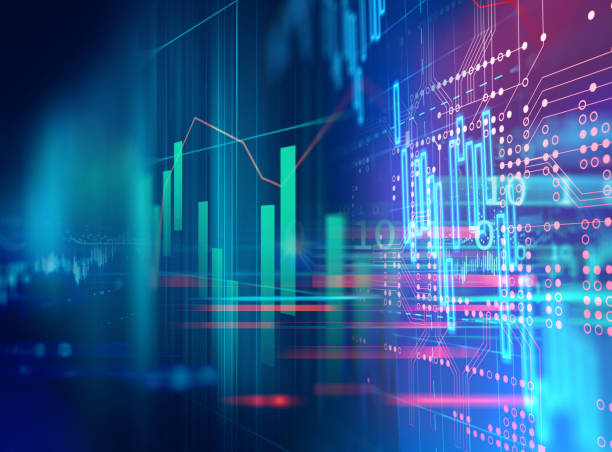 istock stock market investment graph with indicator and volume data. 1144248439