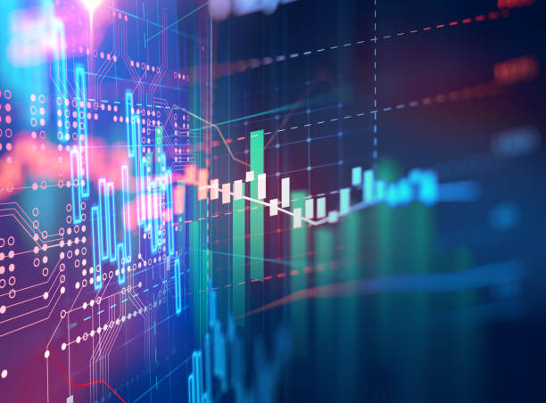 istock stock market investment graph with indicator and volume data. 1144248521