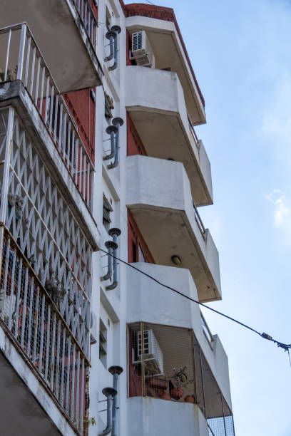 istock Balcony and pipes in repetition and perspective 1144250126
