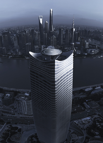 AERIAL PHOTOGRAPHY OF SHANGHAI NORTH BUND, shanghai magnolia plaza and Lujiazui CBD are included