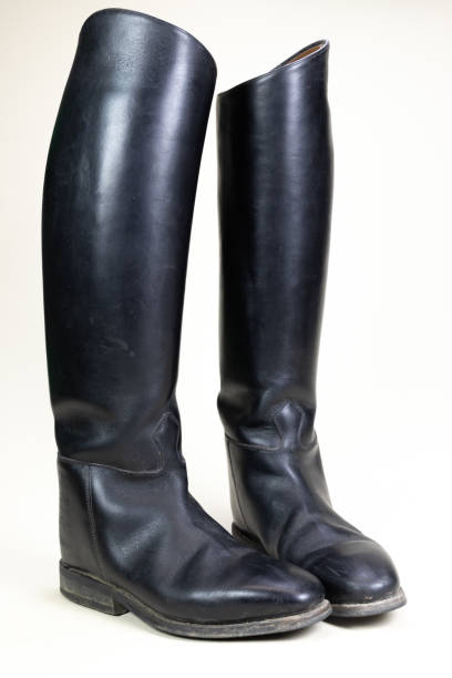 istock Black leather horse riding boots 1144256565