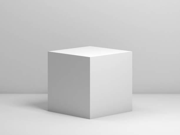 White cube. 3d render illustration Abstract classical still life installation with white cube. 3d render illustration cube stock pictures, royalty-free photos & images