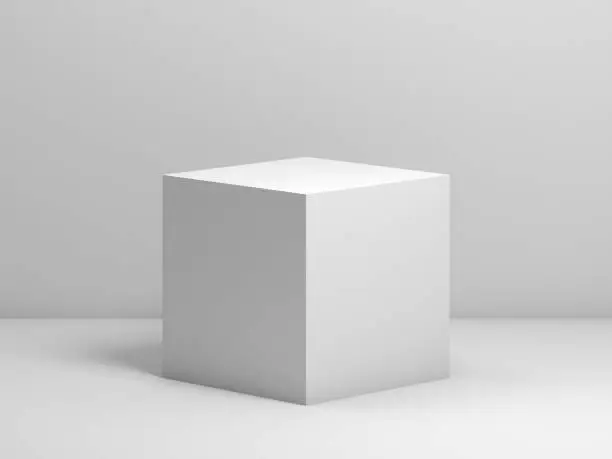 Photo of White cube. 3d render illustration
