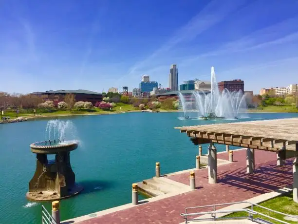 Heartland of America Park is a public park located at 800 Douglas Street in downtown Omaha, Nebraska, USA. The 31-acre park is situated between Interstate 80 and the Missouri River, and is adjacent to Gene Leahy Mall and the Old Market and connects to Lewis & Clark Landing.
