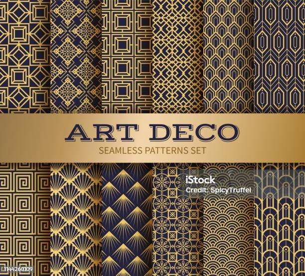 Art Deco Seamless Pattern Luxury Geometric Nouveau Wallpaper Elegant  Classic Retro Ornament Vector Golden Abstract Pattern Stock Illustration -  Download Image Now - iStock
