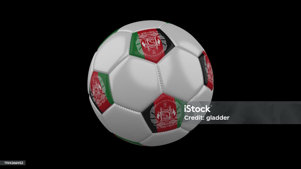 Soccer ball with flag Afghanistan, 3d rendering Soccer ball with the flag of Afghanistan colors on black background, 3d rendering Afghanistan Stock Photo