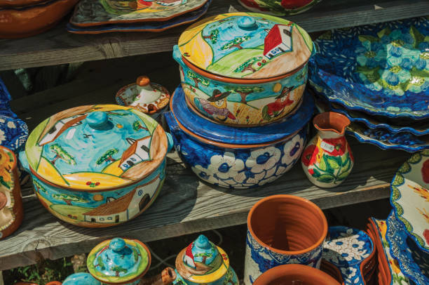 istock Colorful handmade porcelain pots and dishes 1144272115