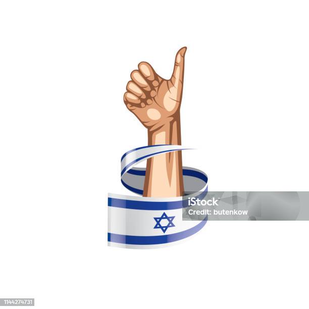 Israel Hand Sign Israel Flag And Hand On White Background Vector Illustration Stock ...