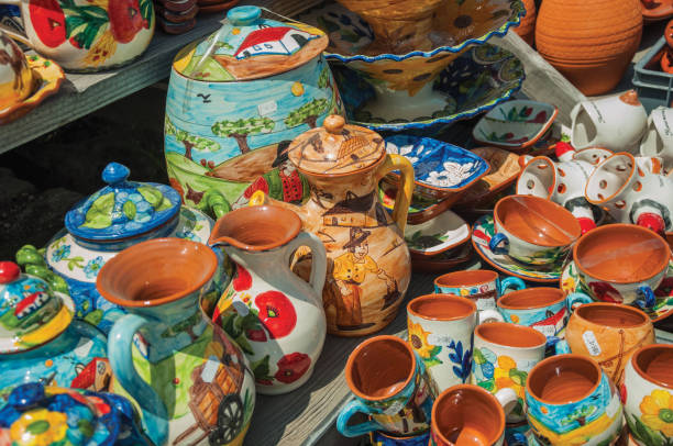 istock Colorful handmade porcelain pots and dishes 1144274906