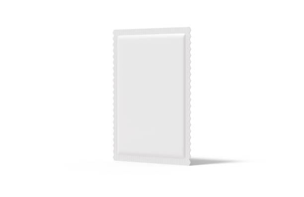 istock White blank sachet packaging for food, cosmetics and medicines, mock up template on isolated white background, ready for design presentation, 3d illustration 1144275964
