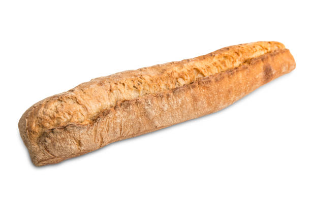 istock Hand made fresh baked baguette isolated on white background with clipping path 1144279219