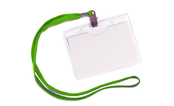 Blank badge mockup with green ribbon
