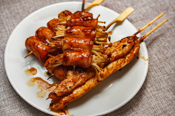 istock Mala is Grilled meat (Beef, Pork, Chickens or Mushroom) with chilli sauce. 1144279528