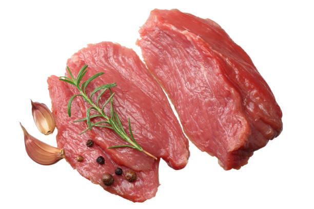 istock Raw beef meat isolated on white background. top view 1144282127