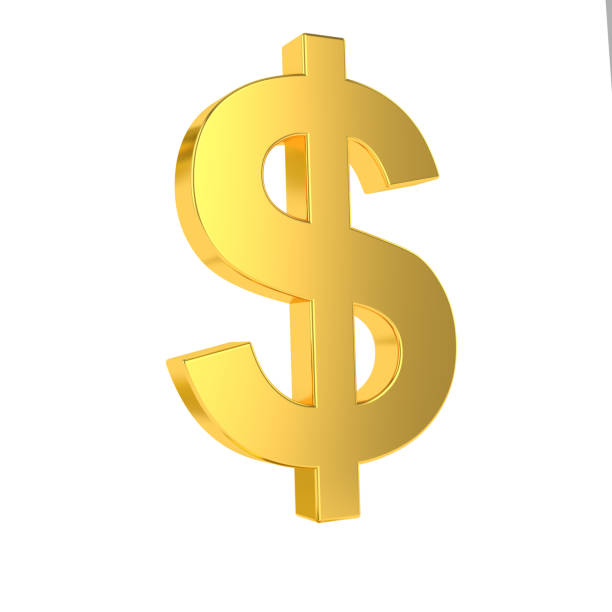 istock USD sign. 3d golden dollar symbol isolated on white background. 3d rendering 1144282139