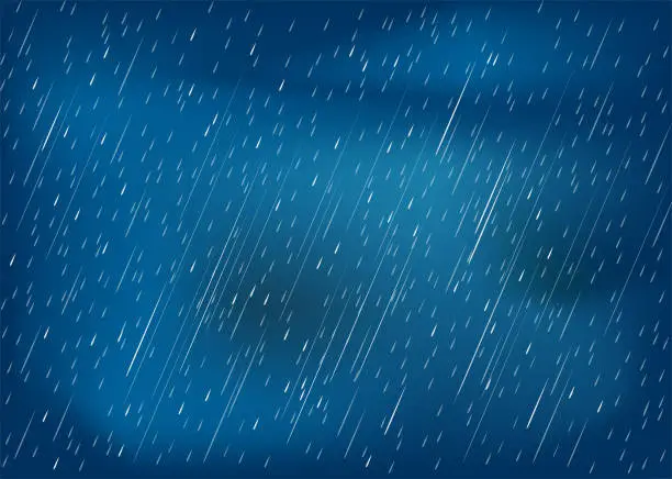 Vector illustration of clouds and storm, rainy season