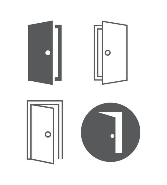 ilustrações de stock, clip art, desenhos animados e ícones de door vector icons - open door