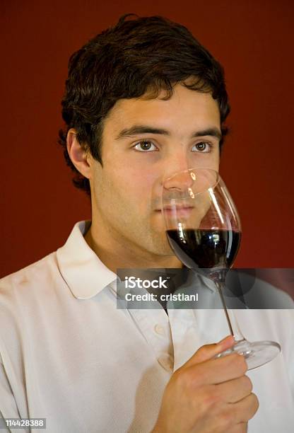 Hombre Joven Pruebas De Vinos Foto de stock y más banco de imágenes de Vino - Vino, Amistad, Examinar