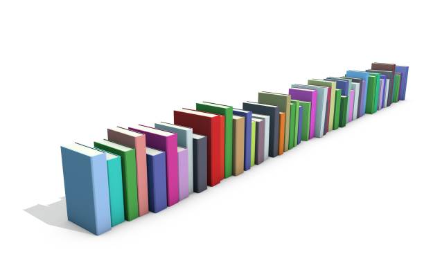 istock Row of different colorful books. Isolated on white background. 1144284565