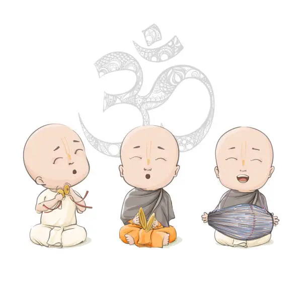 Vector illustration of Vector cartoon vaisnava devotees