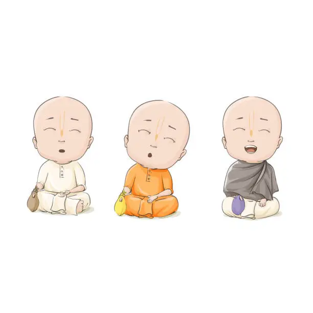 Vector illustration of Vector cartoon vaisnava devotees