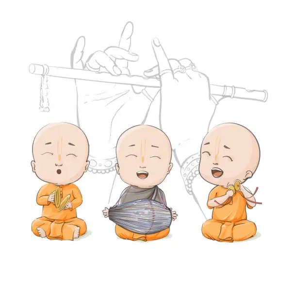 Vector illustration of Vector cartoon vaisnava devotees