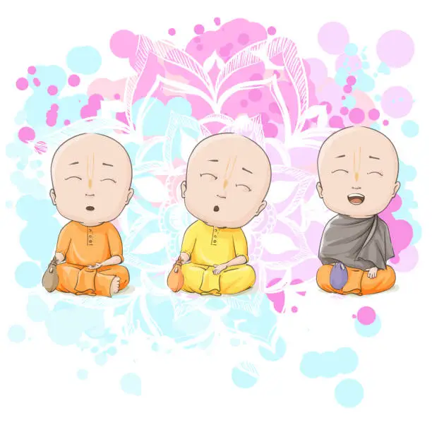 Vector illustration of Vector cartoon vaisnava devotees