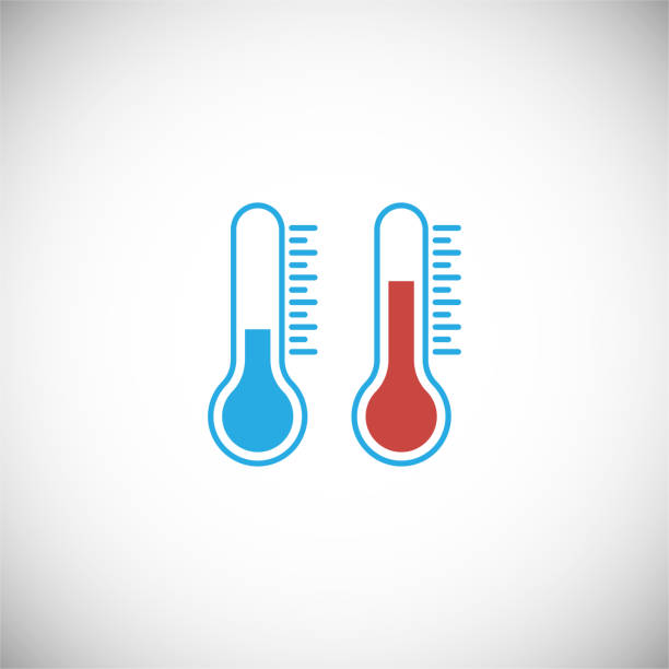 Vector thermometer icon isolated on white background. Vector thermometer icon. Temperature measuring, flat style illustration isolated on white background. keeping cool stock illustrations