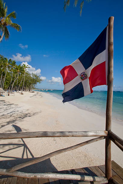 istock Dominican republic flag in the beach 114428624