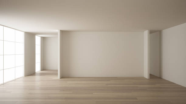 istock Empty room interior design, open space with white walls, modern style, parquet wooden floor, minimalist contemporary architecture, concept, mock-up, architecture idea 1144288625
