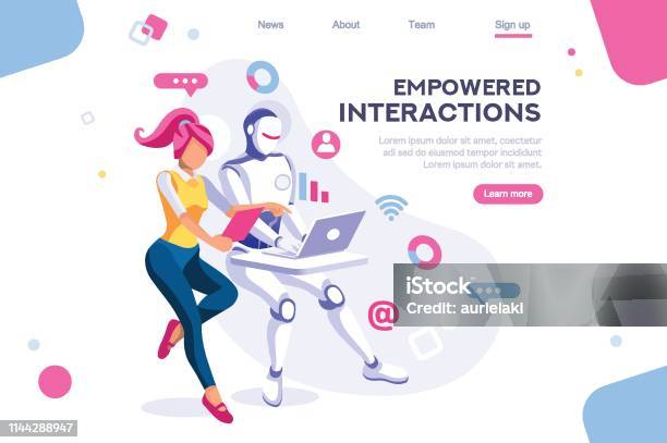 Cyborg Interactive Cyborg Interaction Concept Stock Illustration - Download Image Now ...