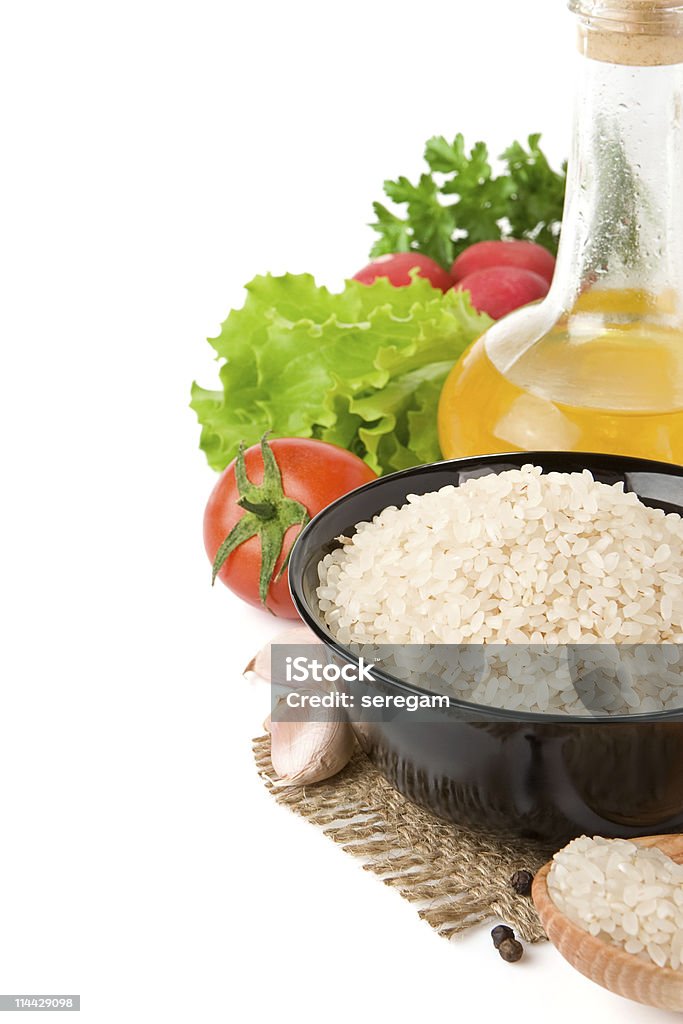 Conjunto de alimentos e saudáveis alimentos, isolado a branco - Royalty-free Alho Foto de stock