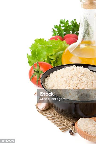 Conjunto De Alimentos E Saudáveis Alimentos Isolado A Branco - Fotografias de stock e mais imagens de Alho